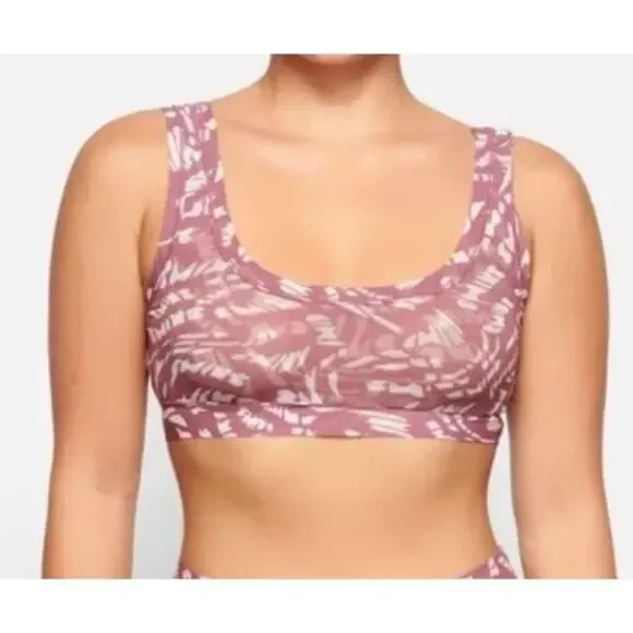 SKIMS - Raspberry Swirl Logo Bra Shorts and Top Set Athletic Shorts